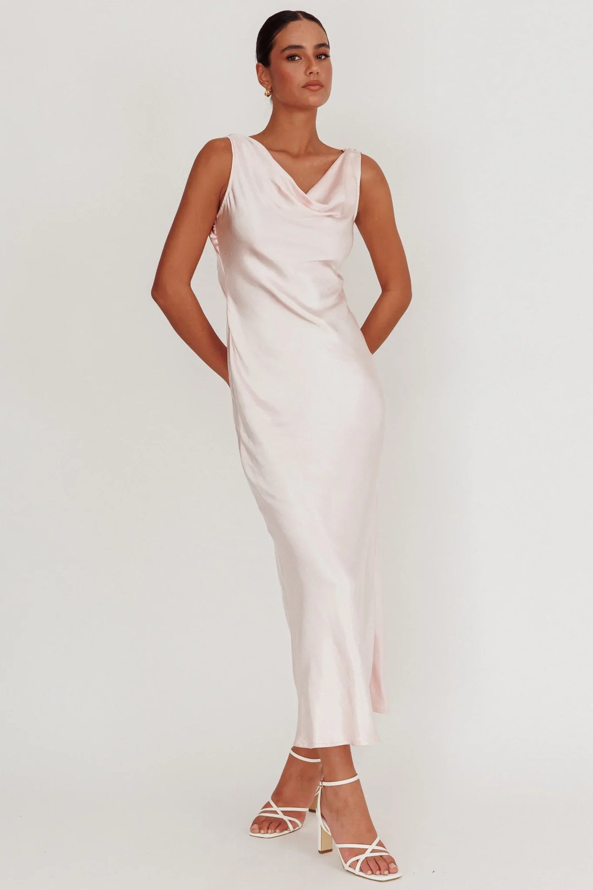 Take Care Backless Sash Maxi Dress Blush