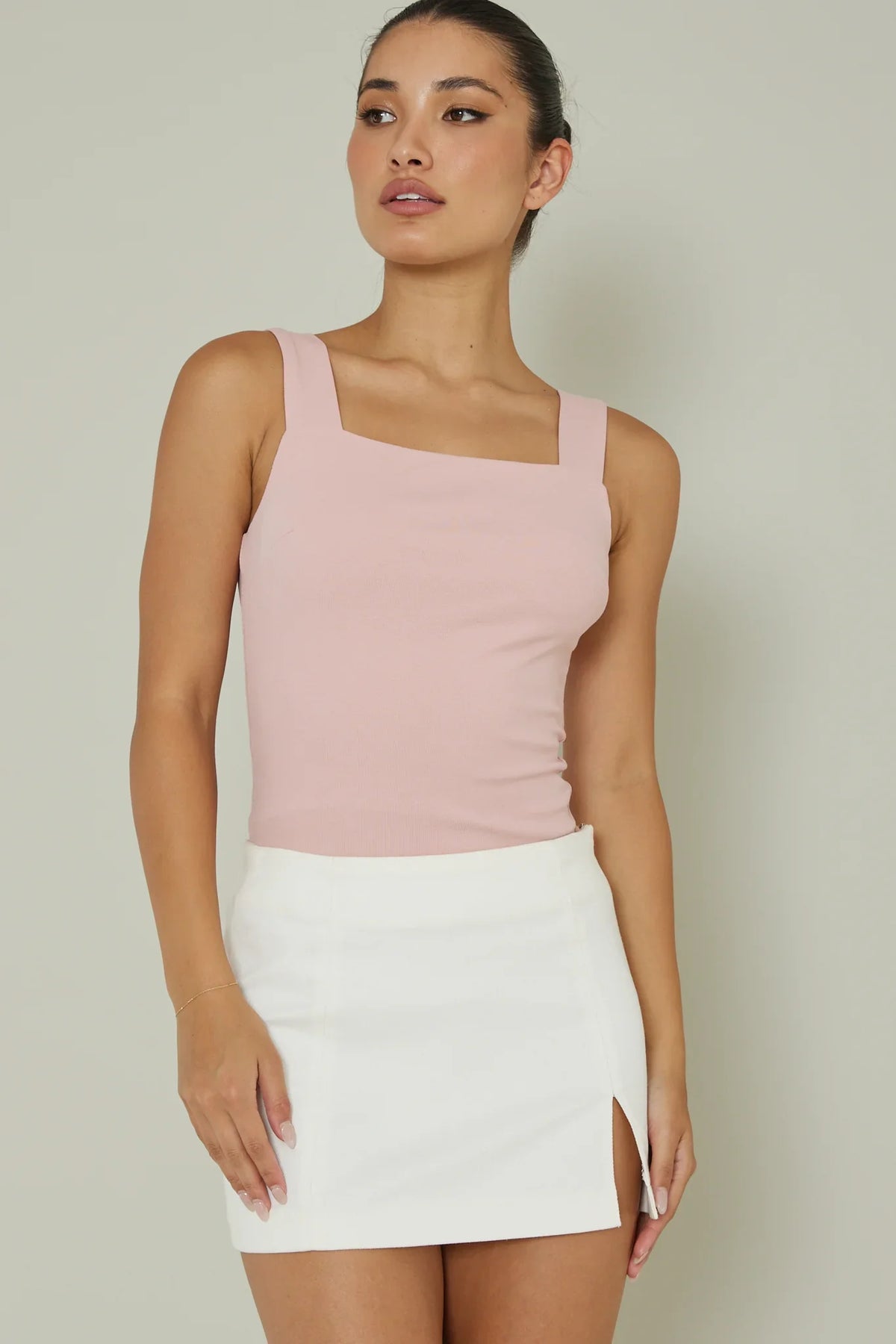 High Time Square Neckline Leotard Blush