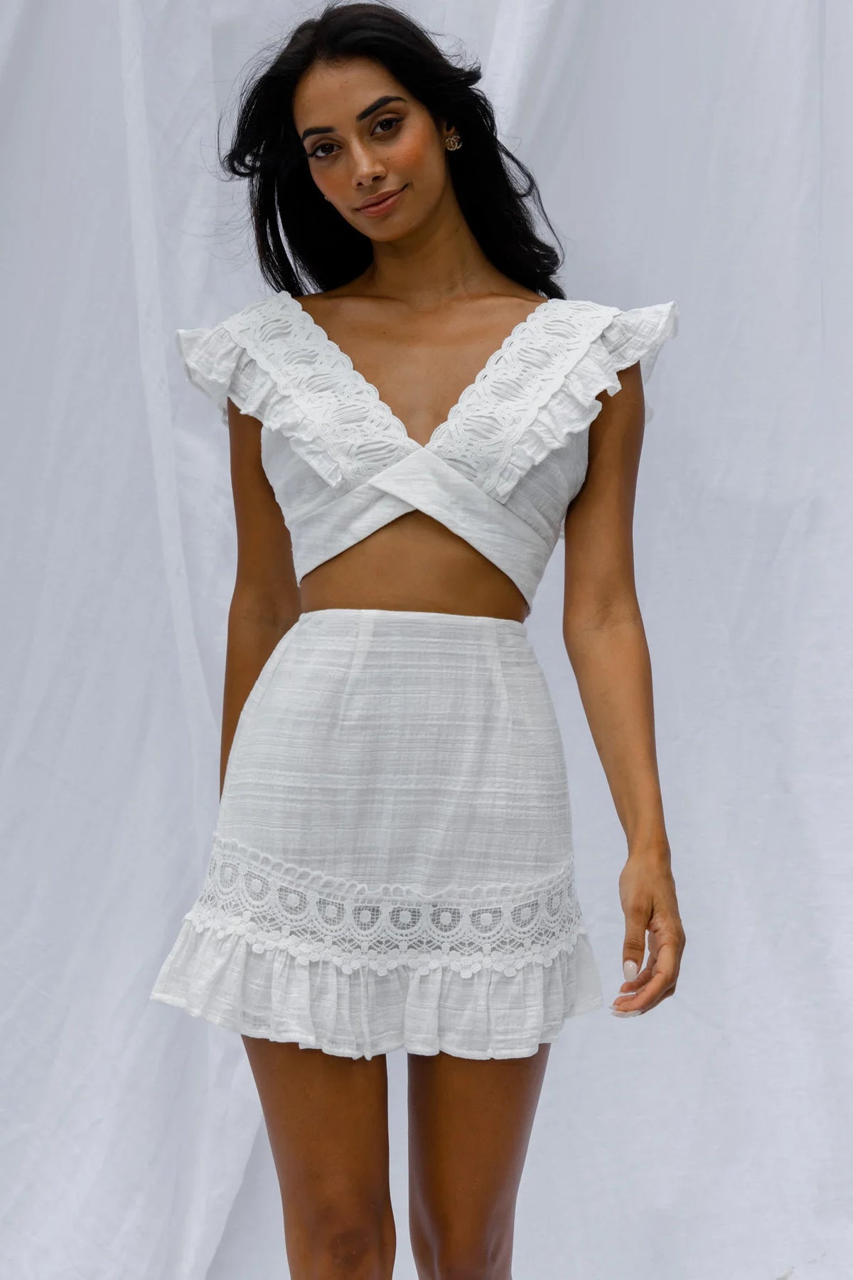 Just Bliss Tied Back Crop Top White