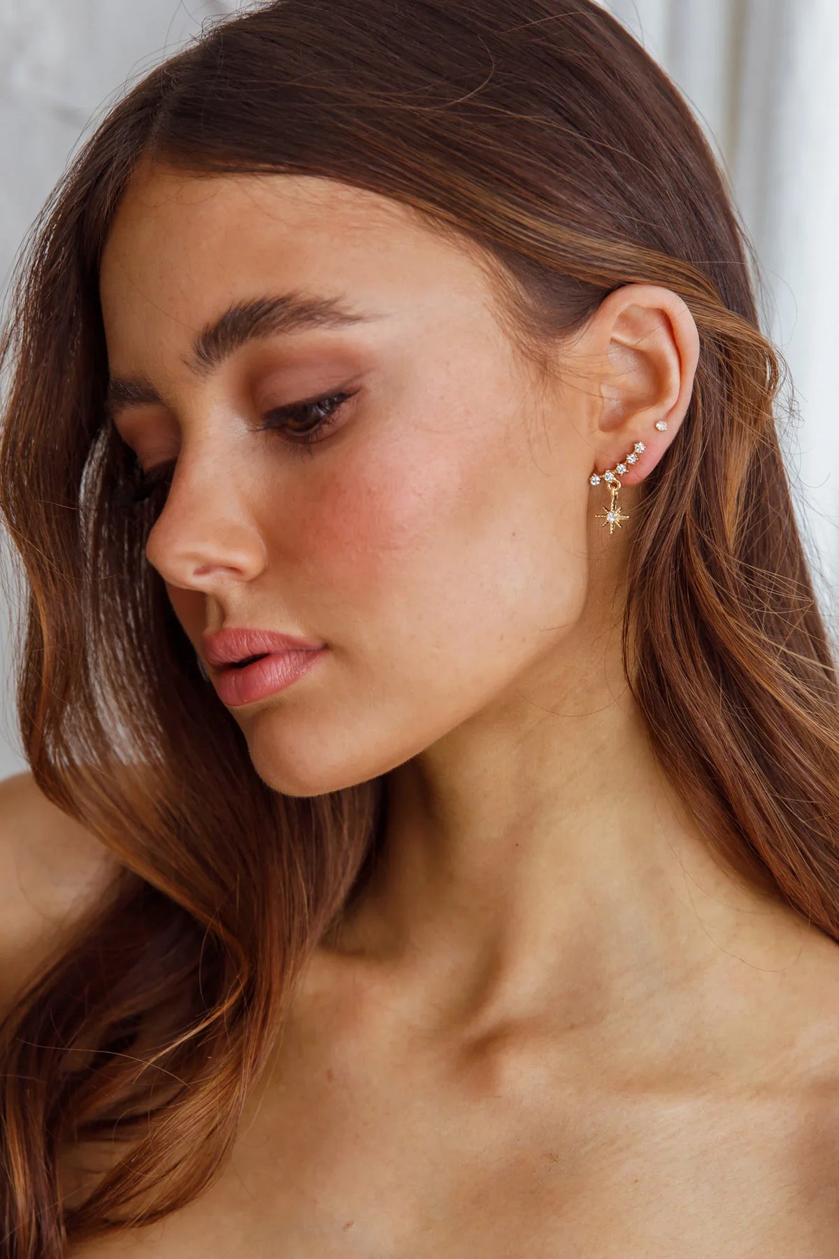 Virgo Crystal Star Earrings Gold