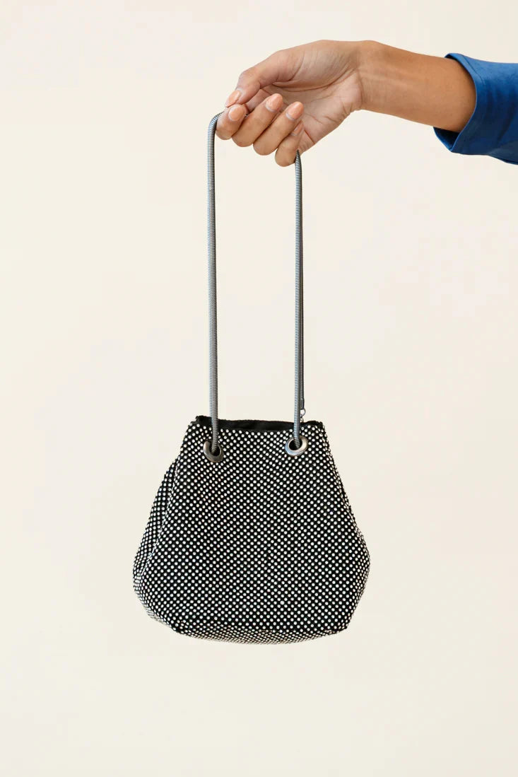 Own The Night Diamante Mesh Bag Black