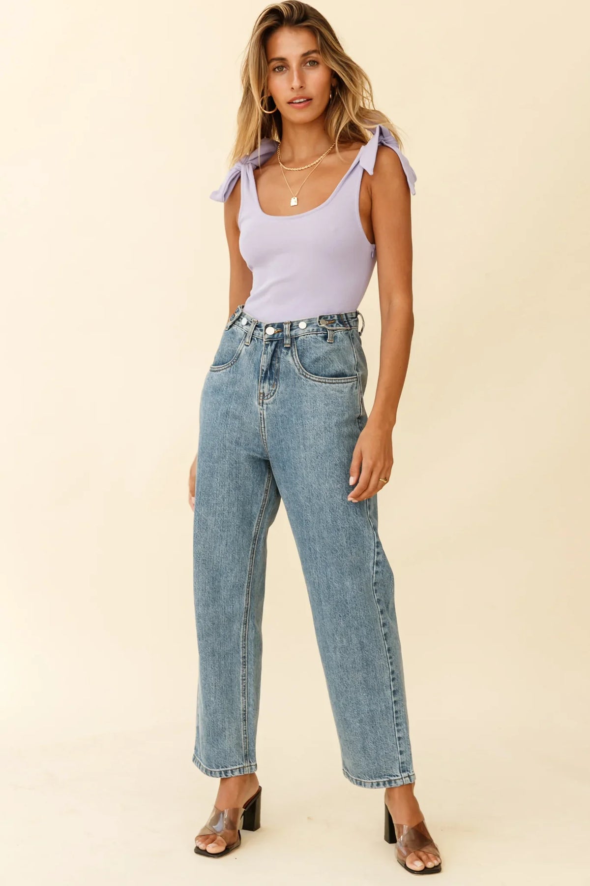 Can't Stop Me Bow Shoulder Bodysuit Lilac