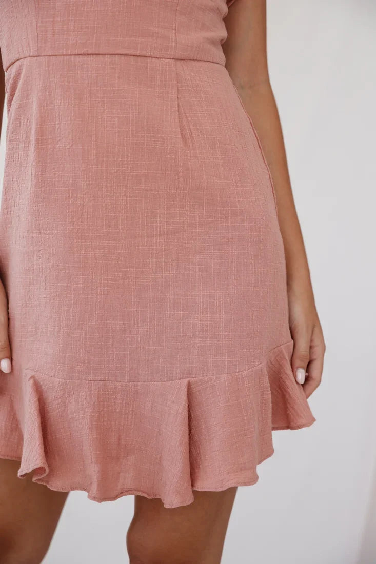Elah Frilly Mini Dress Rose