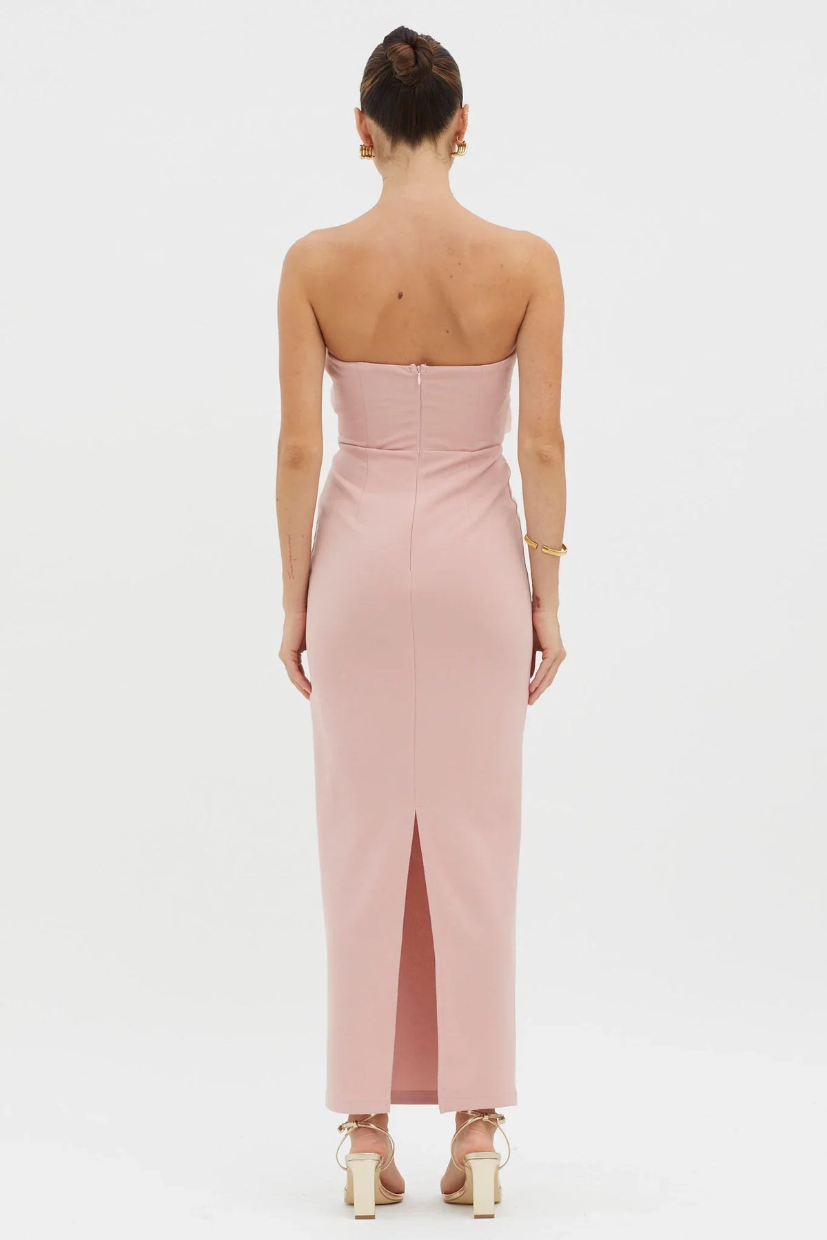 Karaline Strapless Bust Accent Maxi Dress Blush