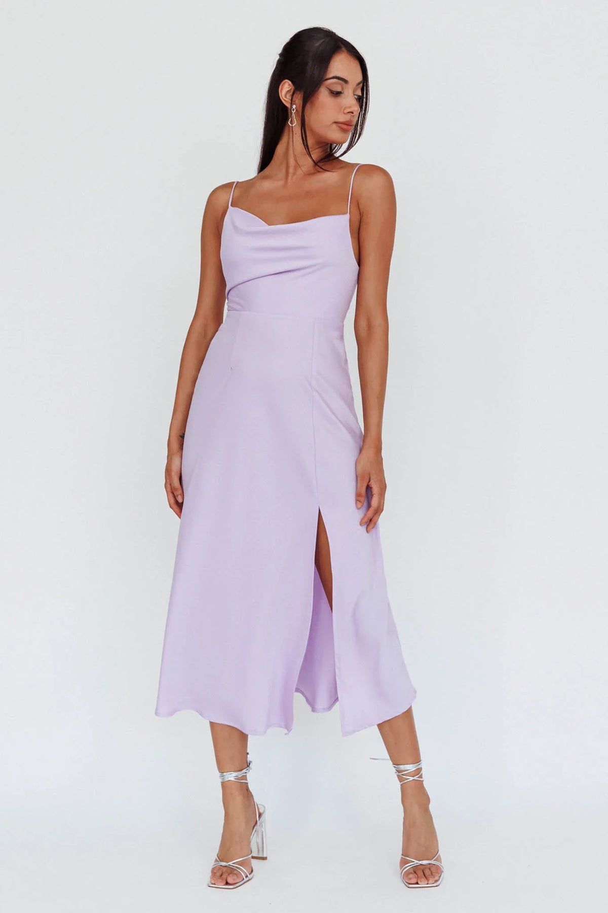 Suki Front Split Midi Dress Lilac