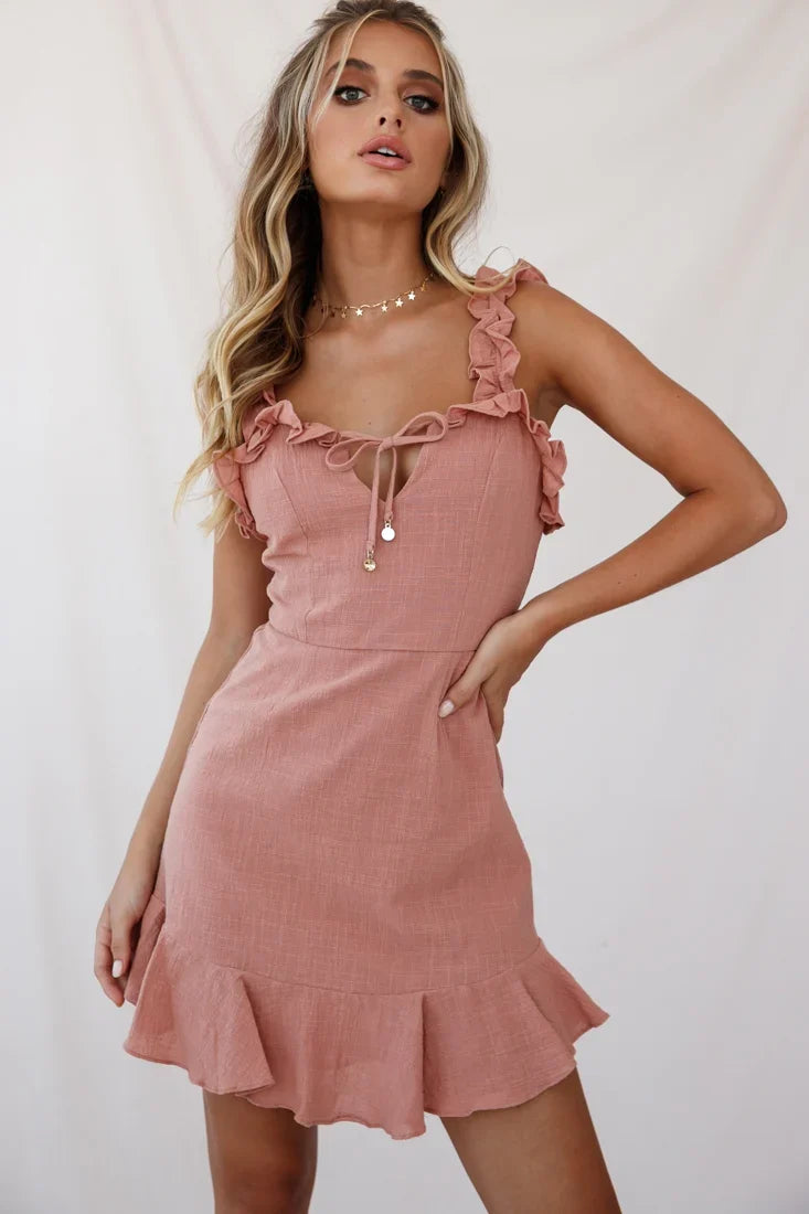 Elah Frilly Mini Dress Rose
